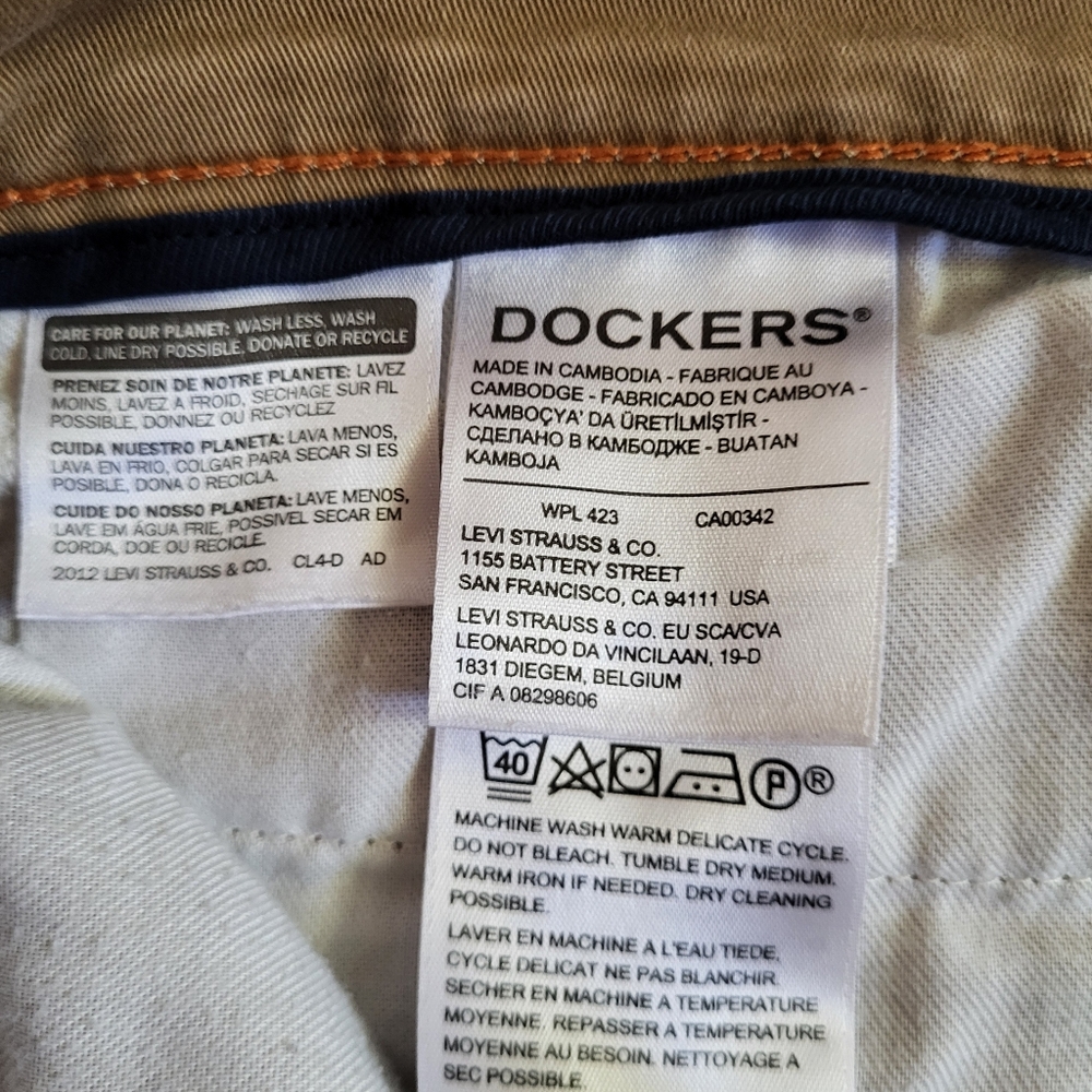Dockers Classic Straight Fit 34x32 Khaki/Tan Mens Chino Pants - Picture 4 of 7